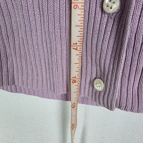 Banana Republic Pink Ribbed Silk Cropped Button Up Cardigan Sweater Medium - Picture 5 of 5